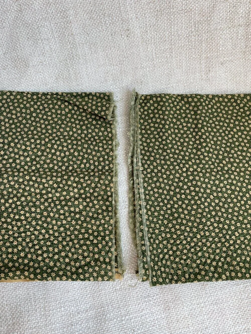 (2pc) 42x18” Green Tan Floral 100% Cotton Fabric Remnants